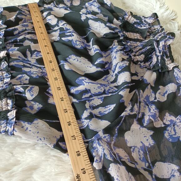 O.P.T Purple floral High Neck Smock Midi Flowy Dress Size S - Picture 7 of 9